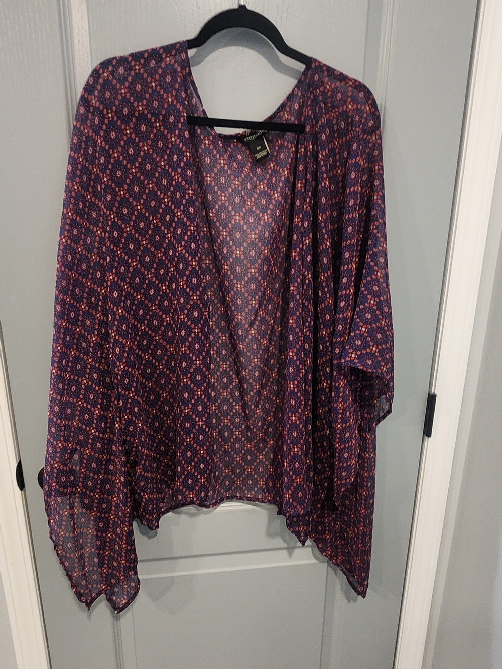 Open-Front Floral Kimono Cardigan in Purple